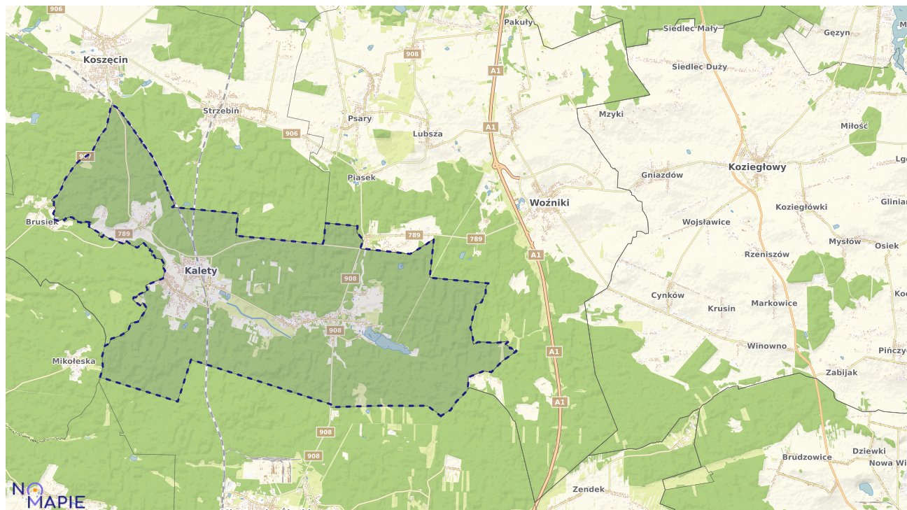 Mapa obszarów ochrony przyrody Kalet